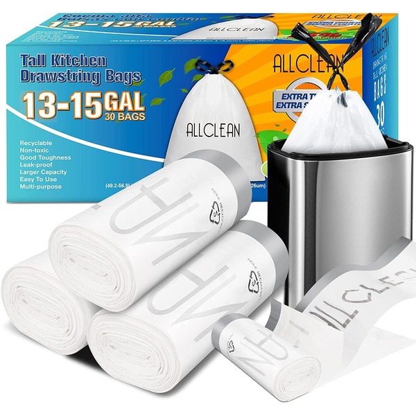 Newest 15 Gallon Trash Bags, Tall Kitchen Garbage Bags 13-15