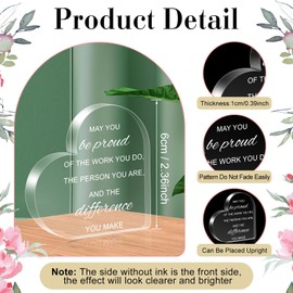 Huquary Employee Appreciation Awards for Coworker Employee of The Month Trophy Acrylic Thank You Gift Bulk Be Proud of The Work You Do Keepsake for Retirement Farewell(24 Pcs,Heart)