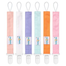 Babygoal - Clips para chupete de color puro, paquete de 6 clips de sujeción Binky Paci para la mayoría de chupetes y Binkies 6PS23