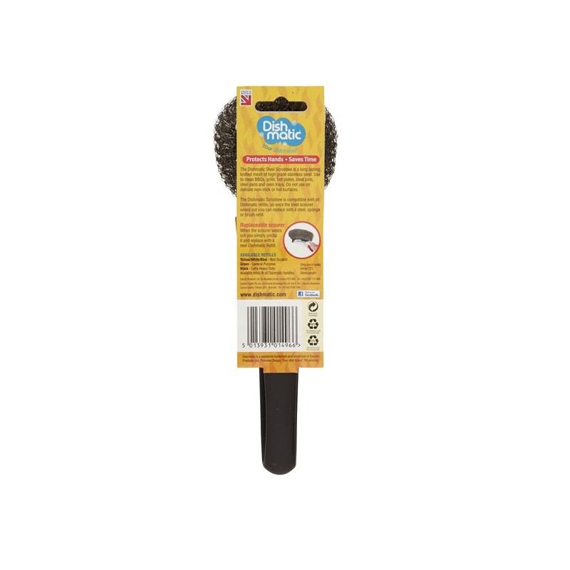 Dishmatic Scrubbee Solid Steel Handle with Stainless Steel Scourer Head