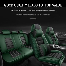 Cscevt 5 Seat Covers for Kia EV6 2022-2023 Leather Car Seat Covers Waterproof Anti-Slip Soft Car Seat Protectors Comfort Premium Automotive Seat Covers with Airbag（Luxury,Black+Green）