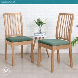 Granbest Stylish Waterproof Dining Chair Seat Covers Set of 6, High Stretch Dining Chair Seat Cushion Slipcovers Washable Seat Protector for Banquet, Kitchen, Party, Hotel (Matcha Green, Set of 6)