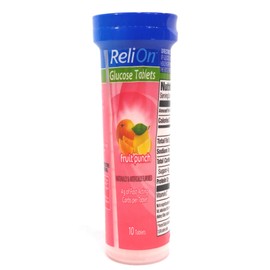 ReliOn Glucose Fruit Punch, 10 Tablets, On-The-Go Tube.