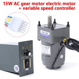 15W AC Electric Motor High Torque Gear Motor with Speed Governor and Reducer Single-Phase Variable Speed Gear Reduction Motor, 0.39in Shaft Diameter (50K)
