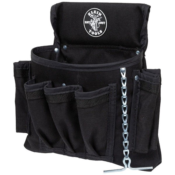 Klein Tools 5719 Tool Pouch, PowerLine Series Utility Pouch Fits Tool Belts up to 2.5-Inch, Strong Rivet Reinforced Stitching, 18-Pocket