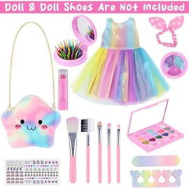 UNICORN ELEMENT 15 Pcs 18 Inch Doll Accessories - Dress with Makeup Set for Generation Dolls - Clothes and Accessories (Doll Not Included) - Color: Doll Travel Set