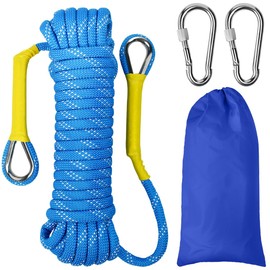 Outdoor Rope 8 mm Braided Nylon Rope 10 m Hiking Rope with 2 Steel Hooks for Hiking Tree Felling Outdoor Sports Camping Garden Outdoors Blue