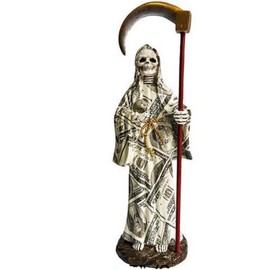 GÜLIFE 9" Money Santisima Santa Muerte Statue Holy Death Grim Reaper Sculpture