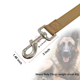 Double Handle Tactical Dog Leash with Shock Absorption, 5FT Reflective Heavy Duty Bungee Dog Leash for Medium Large Pull Dogs Walking Training, Coyote Brown
