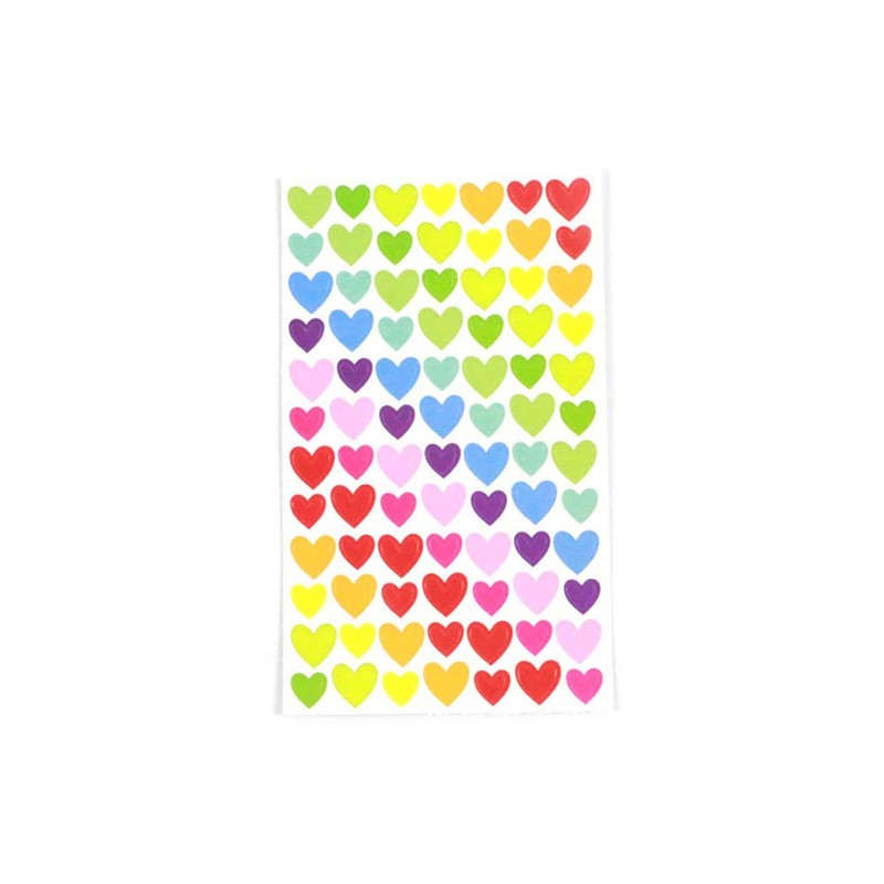 Multicolor Heart Shape Stickers Color Coding Labels - 10 Sheets