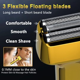 GSKY Electric Shavers for Men, Gold Baber Clipper Set, Hair Trimmer and Foil Shaver, Mens Beard Trimmer