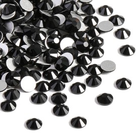 Beadsland 288 pieces flat back rhinestones, nail crystals rhinestones for nails, black, SS30 (6.4-6.6 mm)