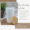 16oz Frosted Glass With Bamboo Lid and Plastic Straw -