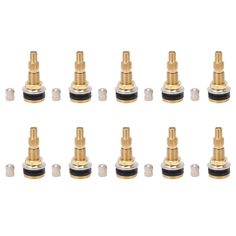 10pcs Air Liquid Tubeless Tire Valve Stem Brass 1 7/8in