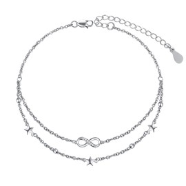 Palpitate Infinity Ankle Bracelets 925 Sterling Silver Layered Anklet Beach Jewelry for Women Wife Her Mom