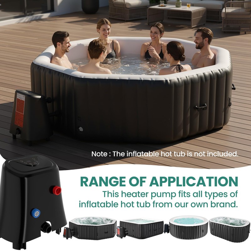 DoCred 1350W Hot Tub Heater Pump, Multifunctional SPA Heating Pump
