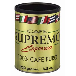 Cafe Supremo 100% Espresso Coffee, Dark Roast Latin Flavor - 8.8oz Can