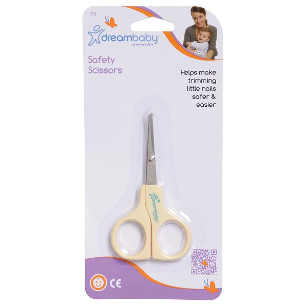 Dreambaby Baby Safety Nail Trimmer Scissors - with Rounded Tip & Comfortable Handles - Yellow - Model F312