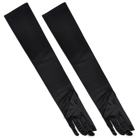 TRIXES Silk Style Elbow Length Gloves Retro Black