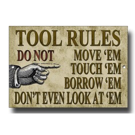 Vintage Sign Designs TOOLS RULES Aluminum Sign 13.5 cm x 8.5 cm