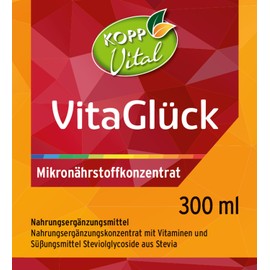 NEU KOPP Vital® VitaGlück 300 ml Nährstoffversorgung Mikronährstoffkonzentrat 30 Portionen - für die ganze Familie Natürliche Qualität Vitaminbedarf ohne Gentechnik Glutenfrei