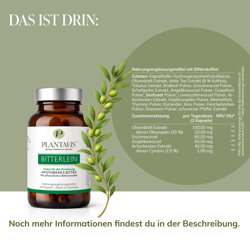 Bitter Substances Capsules with Dandelion, Artichoke & Gentian - Natural