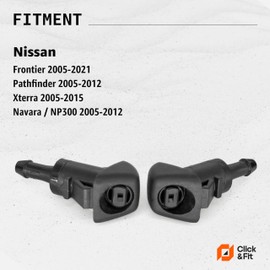 Windscreen Washer Nozzles 2pcs Compatible with Nissan Frontier Navara 2005-2021 Pathfinder 2005-2012 Xterra 2005-2015 Kicks 2009-2021 – Wiper Washer sprayers with Hose Replaces 28933-ZP70A