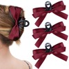 Palksky 3Pcs Bow Hair Clips, Big Red Bow Hair Claw
