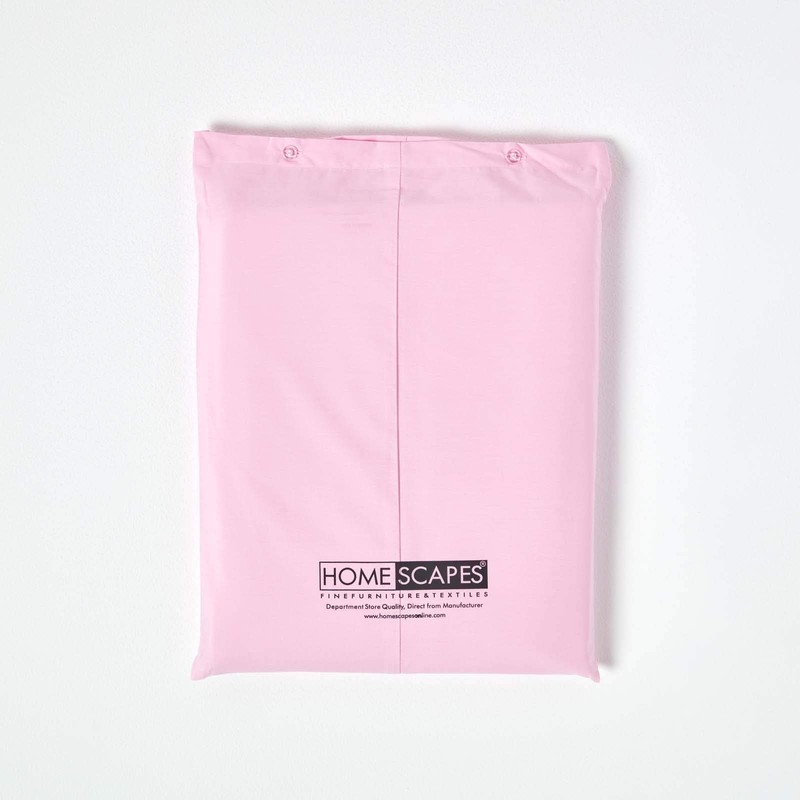 HOMESCAPES Perkal Bettlaken ohne Gummizug rosa 178x255 cm, Baumwoll-Betttuch ohne