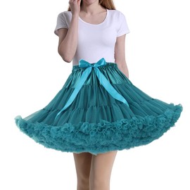 Tmade Women's Tulle Petticoat, Party Tutu Multi-Layer Puffy Cosplay Skirt, peacock blue