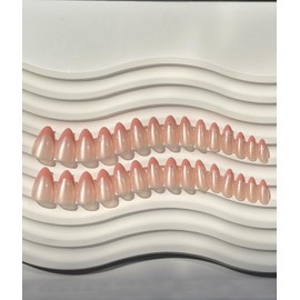 Pink Press On Nails Short Almond- Light Pink French Tip Short Almond False Nails, Reusable Stick On Fake Nails with Glue,12 Sizes in 24 Nail Kit