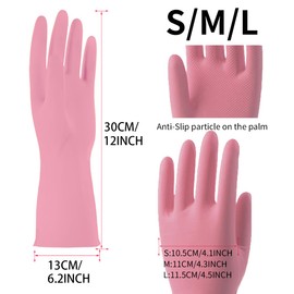 ROYIPAI 3pairs 12inch Rubber Gloves with Waterproof Household Cleaning Gloves For DishWashing,Gardening,Painting (R-HHF-12-3) (Medium)