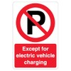 V Safety Except Electric Vehicle Charging - Prohibition Symbol 200