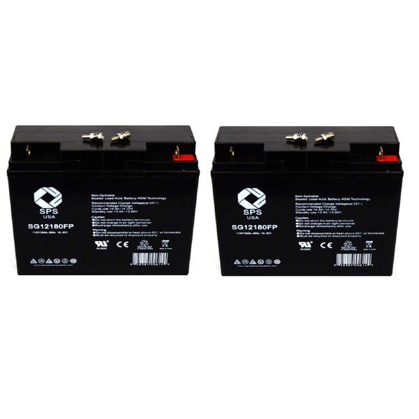 SPS Brand 12V 18Ah Replacement Battery for Pride Mobility SC53HD Go Go Elite Traveller Plus Heavy Duty 3 Wheel MKB ES17 12 Scooter Wheelchair (2 Pack)