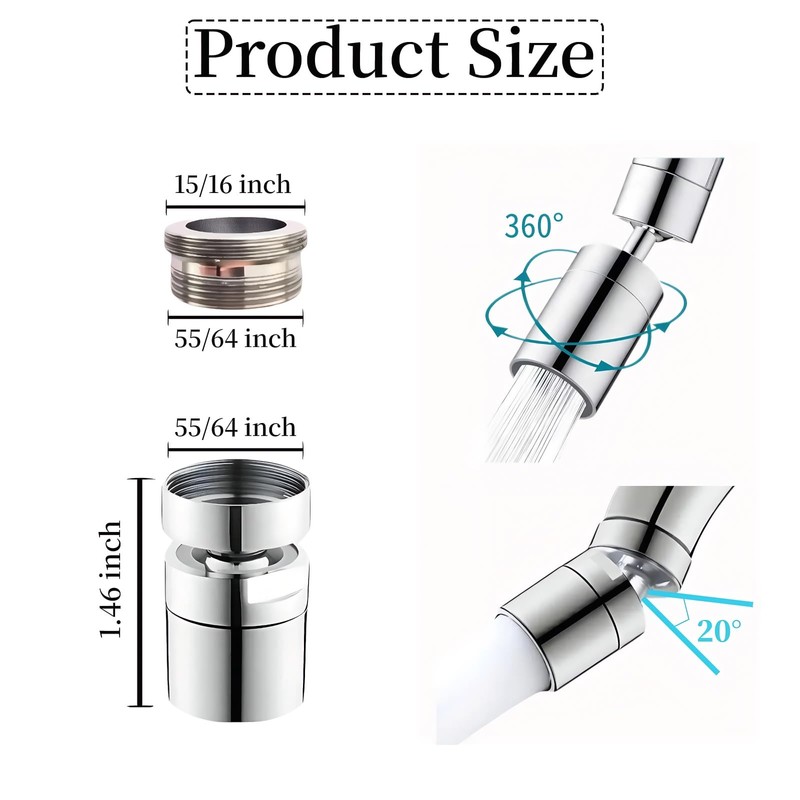 360° Swivel Faucet Aerator, Solid Brass Aerator For Sink Faucet,