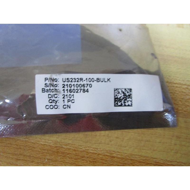 FTDI US232R-100-BULK, Cable, Assembly; USB-RS232; 9 COND; 24AWG; 1M; USB-A,