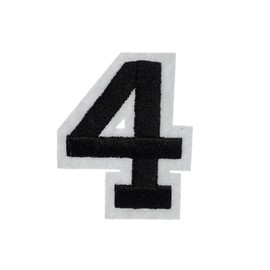 Miniblings Number Four Sew-On Patch Black White College 4 Number Patch I Children Iron-On Patches for Iron-On