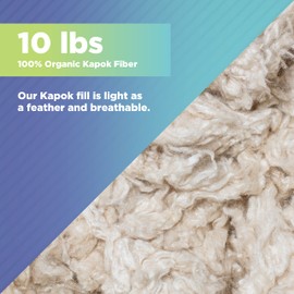 Bean Products Premium Kapok Fill | 10 lbs | 100% Organic Kapok Fiber | Chemical Free and Hypoallergenic | Perfect for Pillows, Pet Beds, Couches & More | Made in USA
