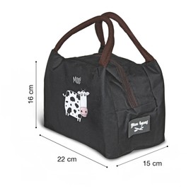 KINSTON Insulated Lunch Bag - Ideal for Lunch, Office, Picnic - Reinforced Polyester, EPE/Aluminium Lining - Black Cow