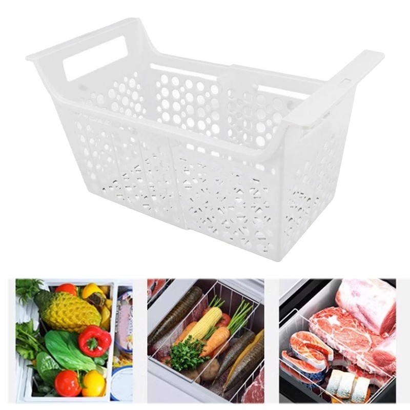 Freezer Basket Expandable Freezer Storage Basket Plastic Strong Load Bearing
