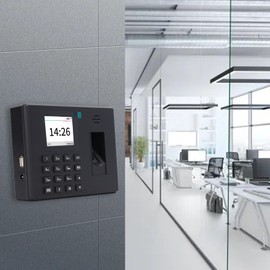 360 Degree Fingerprint Attendance Machine Voice Prompt, Smart Time Clock for Office Employee (US Plug)