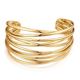 HolidayQbee Gold Cuff Bracelets For Women Gold Line Bangle Cuff Bracelet Chunky Gold Bangle Open Cuff Bracelet Wrist Cuff Bracelet