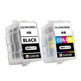 SUNINK Compatible Refill Ink for Canon BC-365+BC-345+BC-310XL/BC-366+BC-346+BC-311XL (BK/Pigment Black)+(CL/3 Colors) [Total 2 Pieces] Compatible with: PIXUS TS3530/TS3130/TS3130S/TS3330/TS. 203/tr