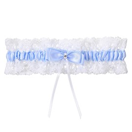 Giantree Blue Bride Wedding Garter, Bow Garters for Bride, Lace Stretchable Leg Garter Weddings for Brides Plus Size, Thigh Garters Elegant Wedding Accessories ifts for Women and Girls