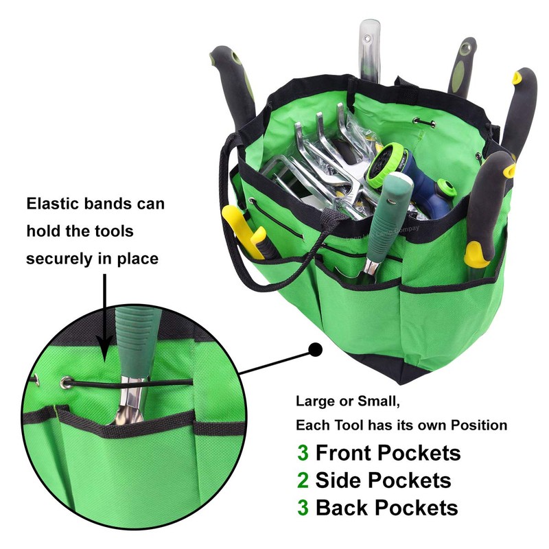 Garden Tool Bag Heavy Duty 8 Pocket Organizer Gardening Hand