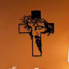 Metal Cross Wall Art, 1 Count Iron Wall Art Decoration, Cross Wall Decoration for Home Living Room School Office - Color: Black, Size: one-size