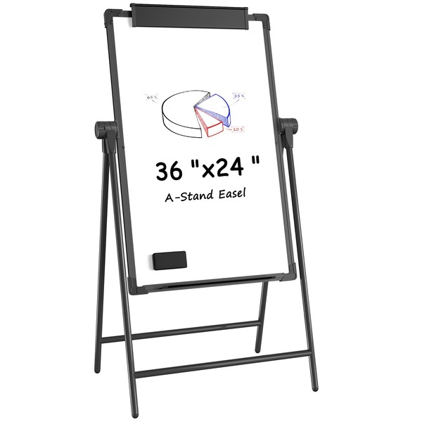MaxGear Large White Board with Stands, 36" x 24" Black