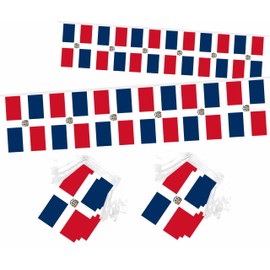 LUSEOAN 2 Packs Dominican Republic Dominica Mini Flag Banner String Small Miniature Hanging Flags Decorations,60 Feet 40 Flags