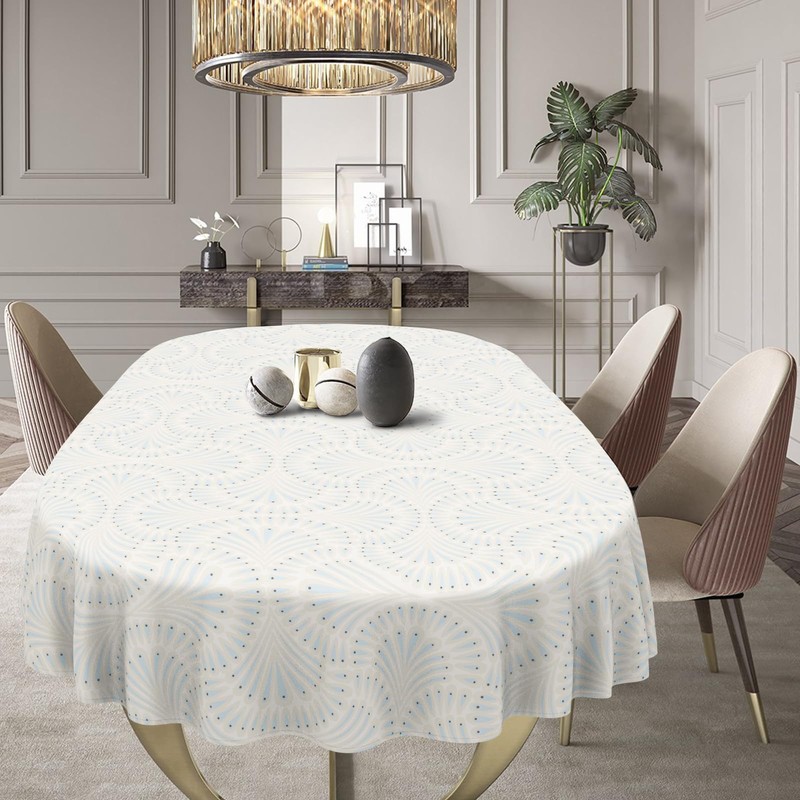 uwdfnwuif Geometrical Oval Tablecloth Farmhouse 60"x120" Waterproof Table Cloth Washable