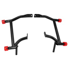 Saddlebag Guard Rear Saddlebag Crash Bars with 4 PCS Red Decorative Wheels for Motorcycle Accessories Compatible with Harley Touring 2009-2025 (Black)